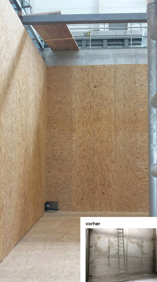 Verkleidung Silo mit OSB, Uni Stuttgart