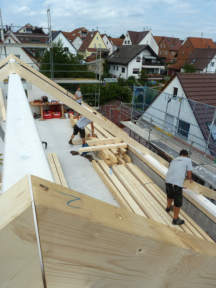 Mansardendach Neubau Mehrfamilienhaus, Höfingen