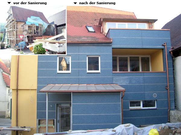 Umbau und Modernisierung Wohn- und Geschäftshaus mit biologischen Dämmstoff, Oberriexingen